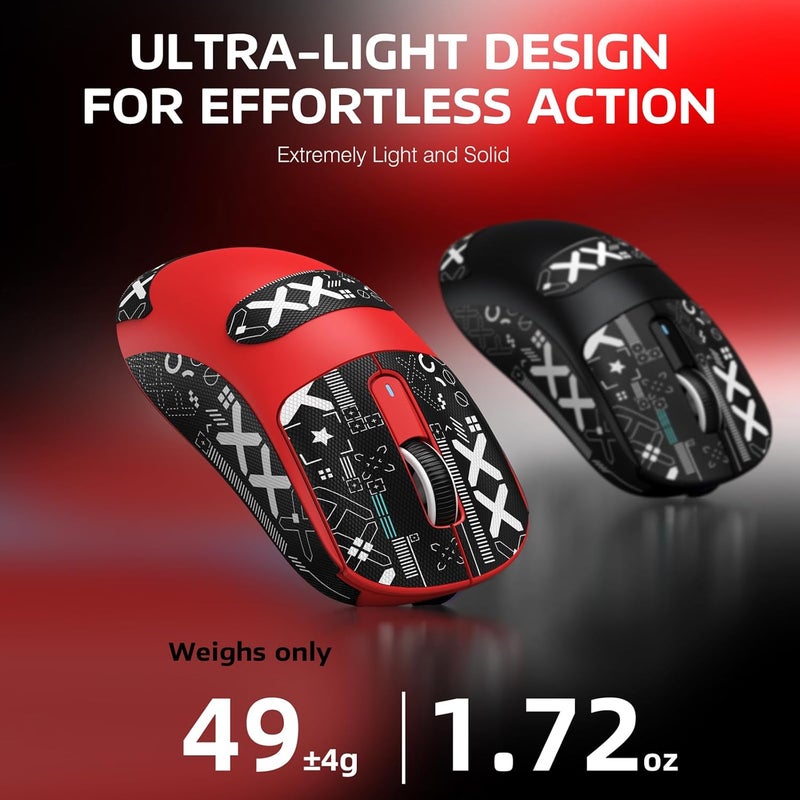 MANBASNAKE ATTACK SHARK X3 Wireless Gaming Mouse, 49g Bluetooth/2.4G/USB-C Ergonomic Computer Mouse, PAW3395 26K DPI Sensor, 200h Battery Life, Programmable Buttons Griptape, Gaming Accessories for PC/Laptop/Mac - Image 3